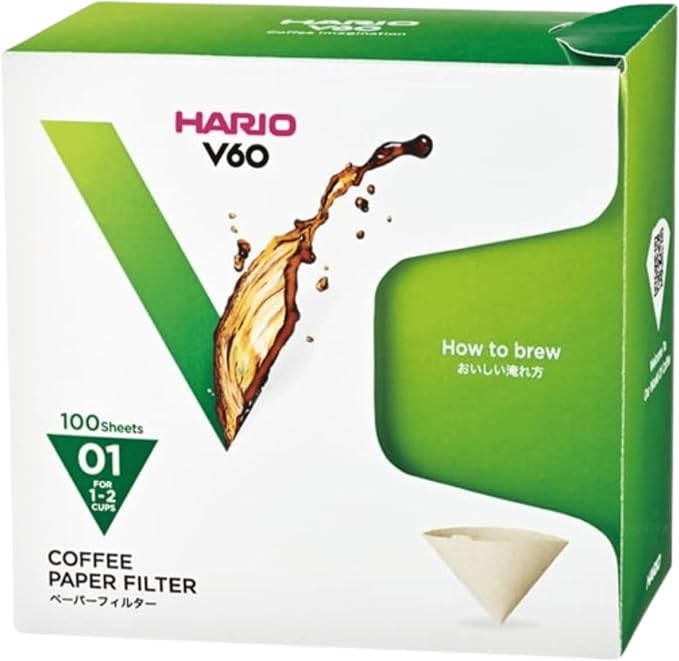 Hario V60 Paper Coffee Filter, Size 01, 100ct Box by Hario