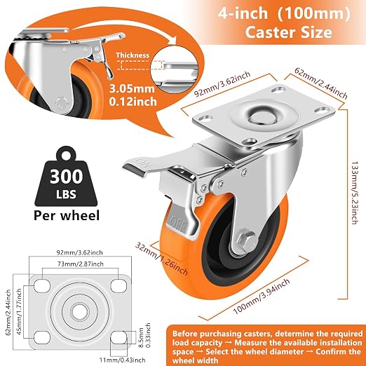 Caster Wheels, Swivel Plate Caster, No Marks Castor Wheels - Image 3