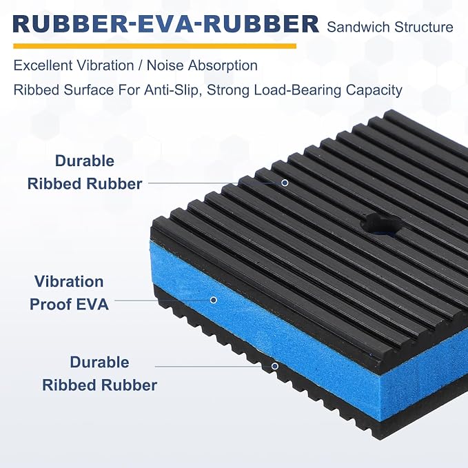 HARFINGTON 12Pcs Rubber Anti-Vibration Pads 3" x 3" x 7/8" Heavy Duty EVA - Image 3