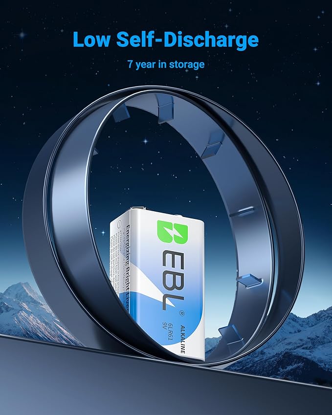EBL 9 Volt Batteries 4 Pack, 9V Batteries Alkaline Power Ultra Long Lasting - Image 2