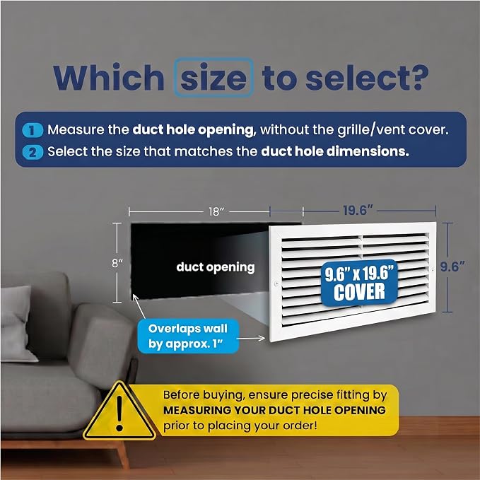 8x18 Aluminum 1-Way Air Vent Cover Wall or Ceiling Register – Multi-Shutter - Image 2