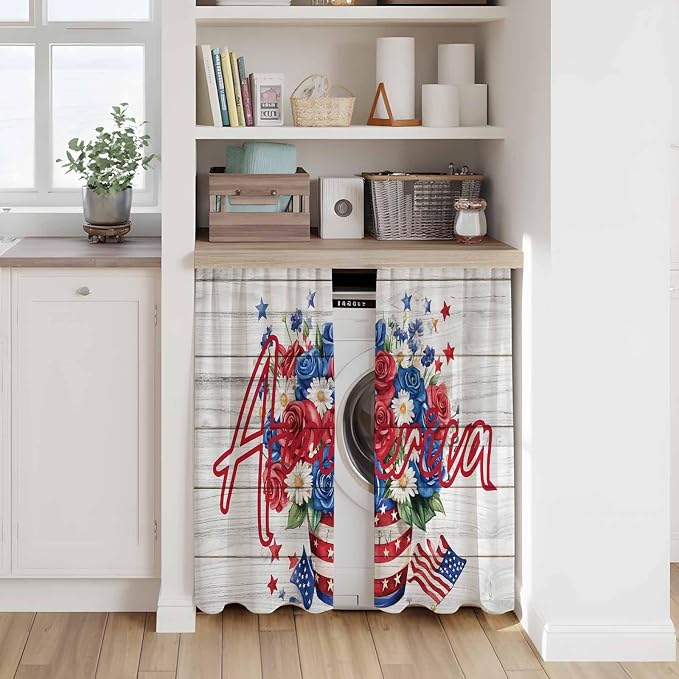 Independence Day Kitchen Tier Curtains 45 Inch Long 2 Panel Set, Rod Pocket - Image 7