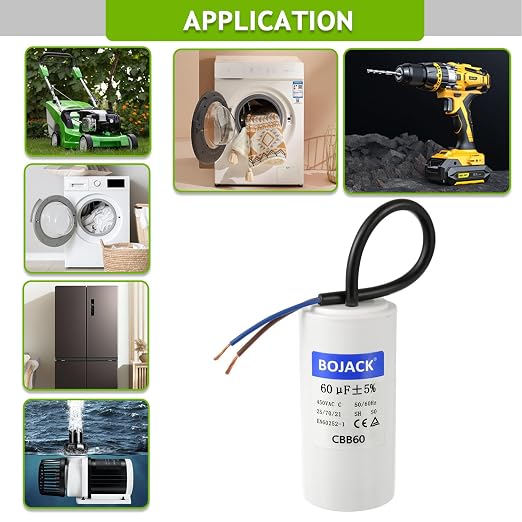 BOJACK CBB60 Run Capacitor 60 uF 450V AC 60 MFD 2 Wire 50/60Hz Cylinder Motor - Image 6