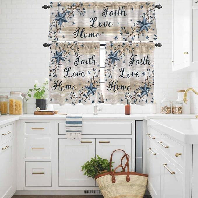 Vintage Country Kitchen Curtains Set 3 Piece - Image 3