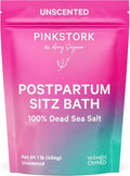 Pink Stork Postpartum Sitz Bath Soak: Dead Sea Salt for Perineal Care & Cleansing, Postpartum Recovery, Labor and Delivery Essentials, Women-Owned, Unscented, 16 oz