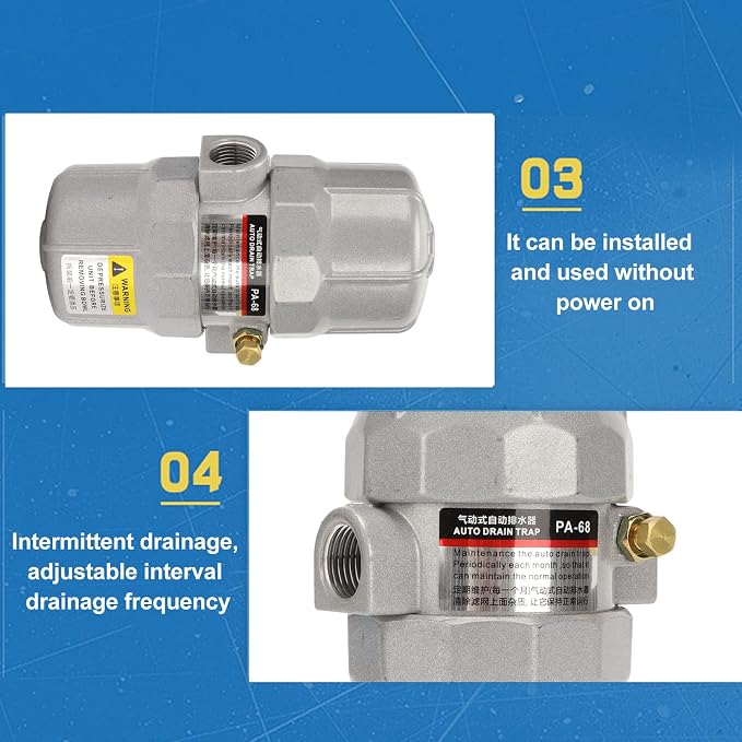 Universal Automatic Drain Valve Pneumatic Filter, 1/2in NPT Interface Drainage - Image 7