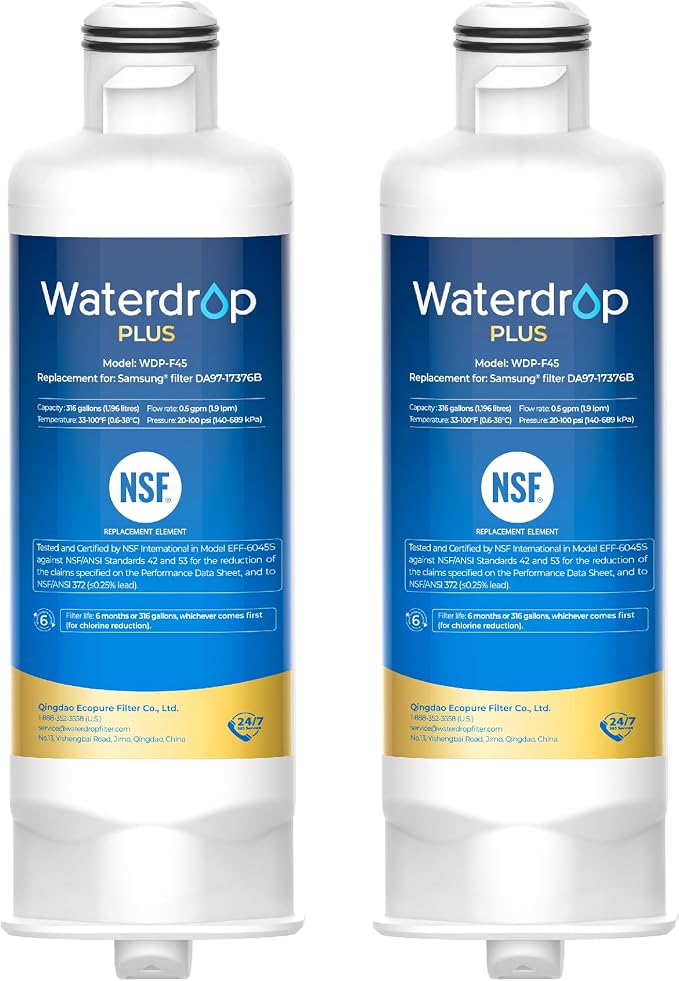 Waterdrop Plus WDP-F45 Refrigerator Water Filter, Replacement by Waterdrop