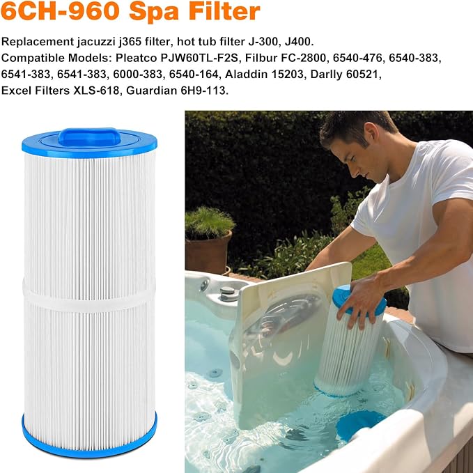 6CH-960 Spa Filter Replacement Jacuzzi Filter J-300, PJW60TL-F2S, 6000-383A Hot - Image 2