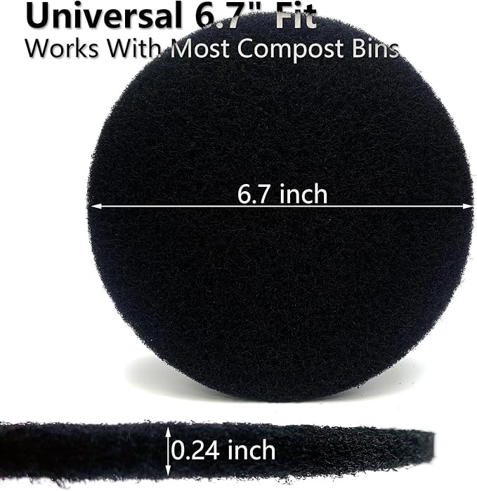6 Pack Charcoal Filters for Compost Bucket – 6.7 Inch Round Activated Carbon - Image 2