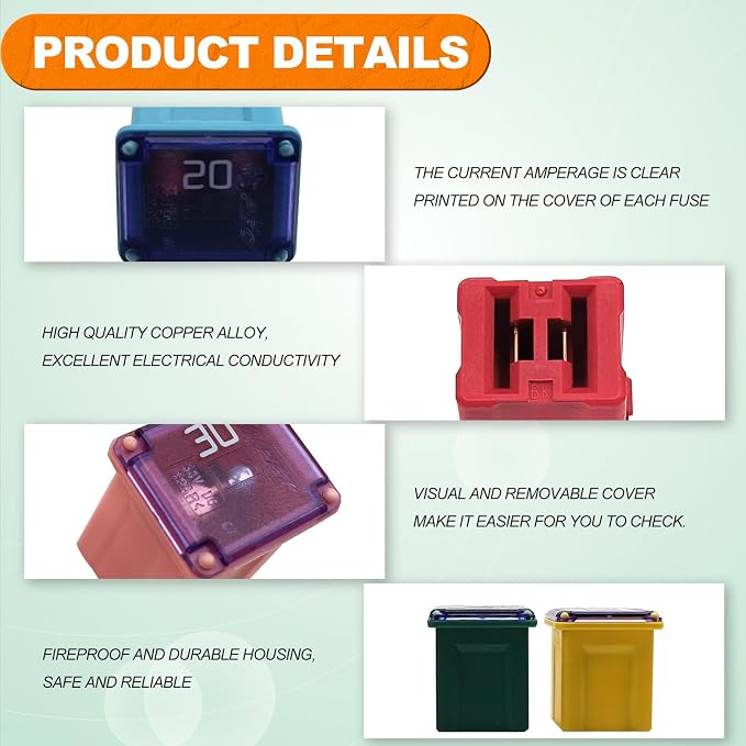 10pcs Jcase Fuse Assortment Automotive Low Profile Box Shaped Micro Cartridge - Image 3