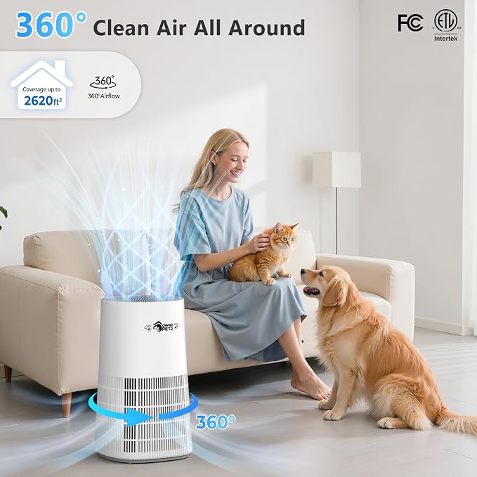 Ownpets Pet Air Purifier for Large Room up to 2620 ft², 5-in-1 Washable Filter - Image 2
