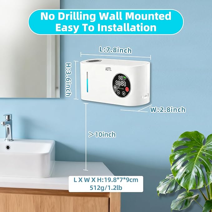 Touchless Automatic Foaming Hand Soap Dispenser Wall Mount,Kitchen Bathroom,Modern Smart Home,USB Type-C Rechargeable,Long Battery Life,Time and Temperature Display,5-Level Adjustable,16.9 oz