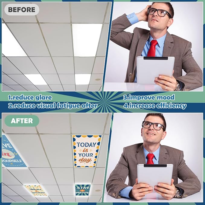 6Pcs Classroom Light Covers for Fluorescent Lights, Retro Magnetic 2x4 FT - Image 5