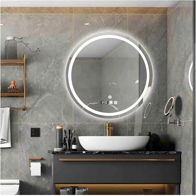 Round Led Bathroom Mirror, Round Bathroom Mirror by ZXCASDF