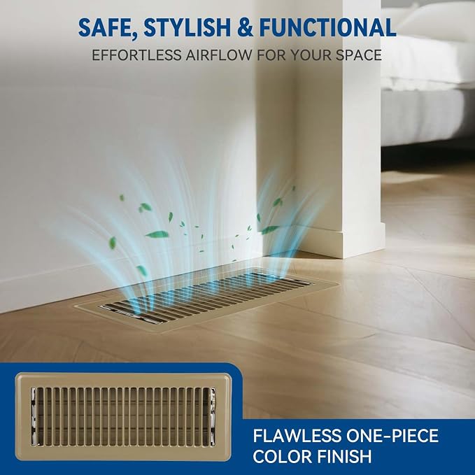 4" x 12" Floor Register Vent Covers 2-Pack, Walkable Powder-Coated Metal Vent - Image 2