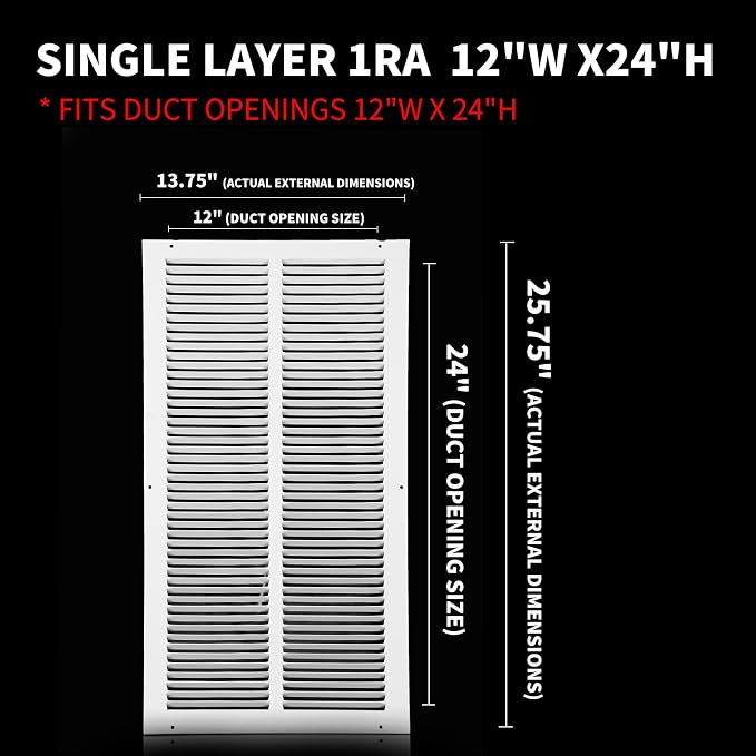12x24 Return Air Grille, Air Return Vent Cover, Flat Vent Cover, Rejillas De - Image 2