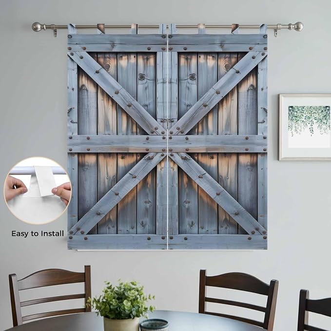 Farmhouse Wood Grain Living Room Curtains 84 Inch Length, Window Curtains Tab - Image 4