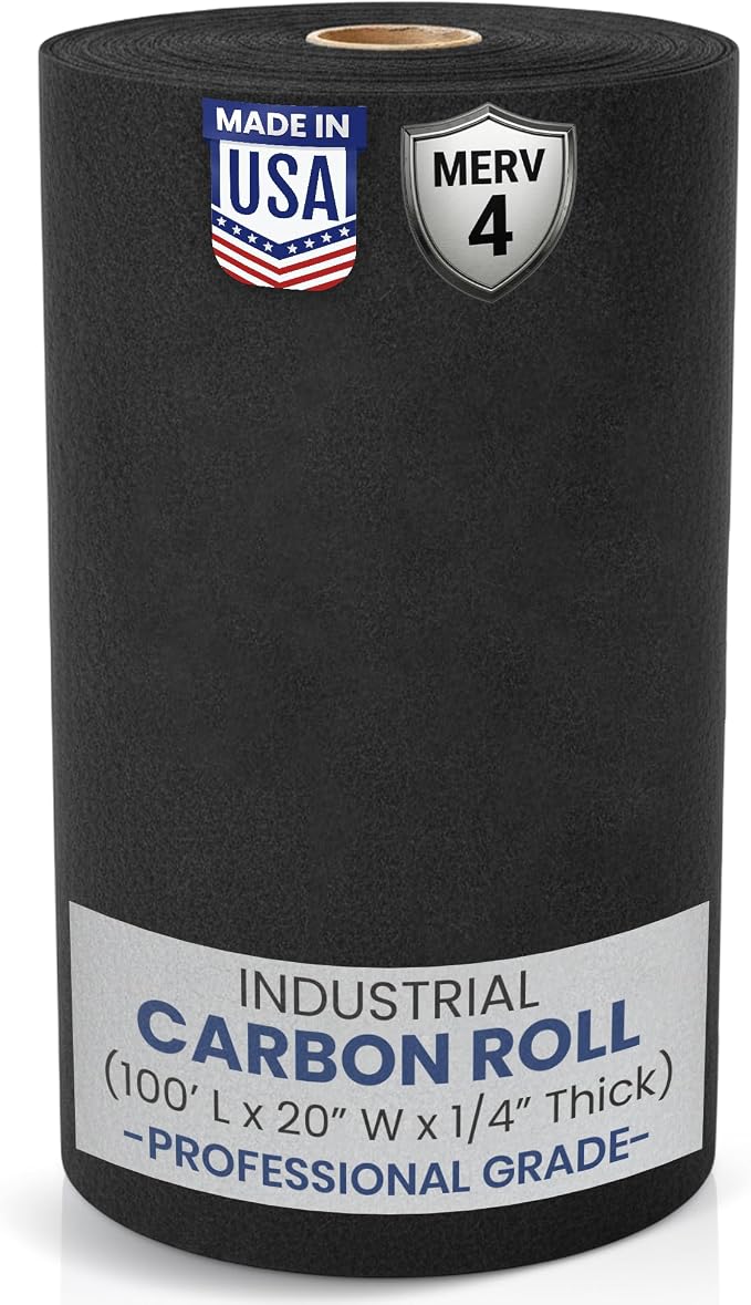 Activated Carbon Filter Media Roll, 20 in x 100 ft | Cut to any size; 1/4 in; by IDAirSystems