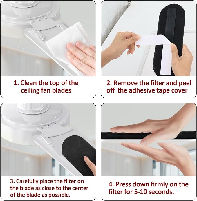 10 Pcs Ceiling Fan Filters for Blades, Fan Air Purifier Pads - Image 7