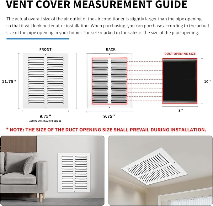 8x10 Vent Cover, Air Return Vent Cover, Flat Vent Cover, Rejillas De Aire - Image 4