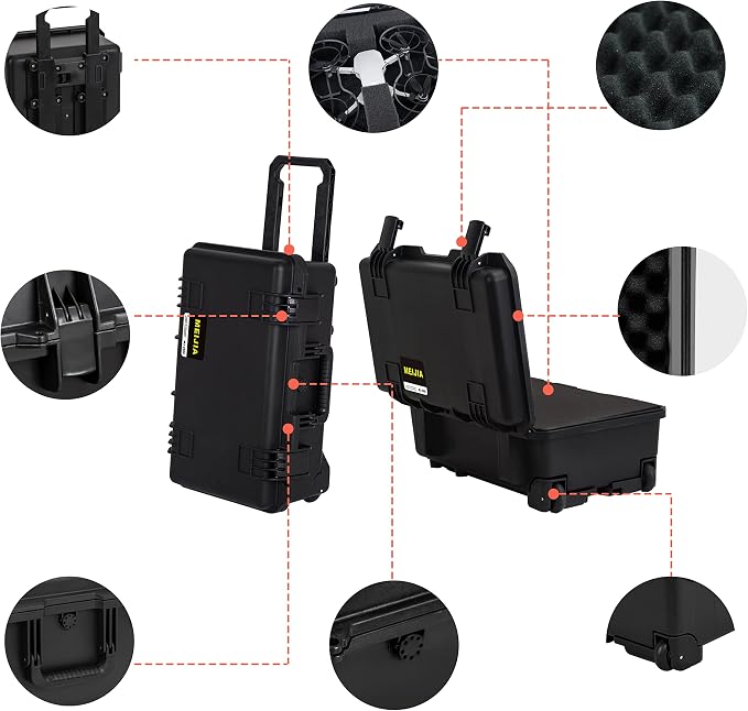 MEIJIA Premium Waterproof Hard Compact Rolling Camera Case - Image 3