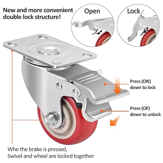 3 Inch Industrial Heavy Duty Swivel Caster Wheels - Image 2