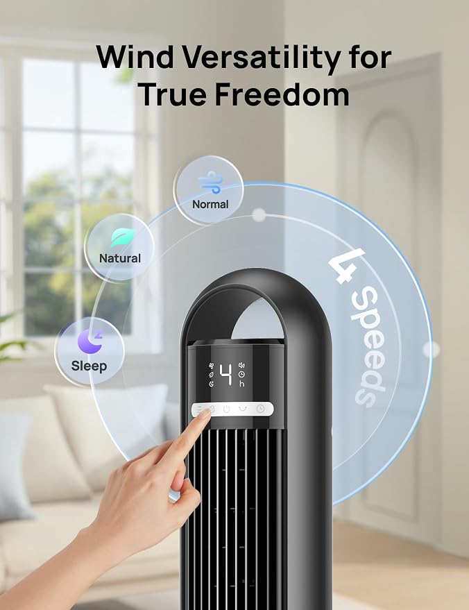 DREO Tower Fan for Bedroom, 90° Oscillating Standing Fans for Room - Image 6