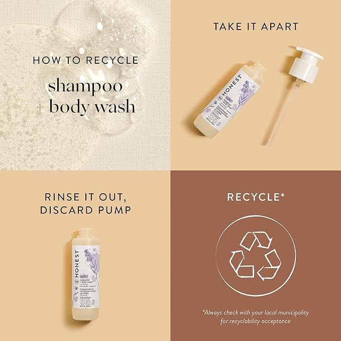 The Honest Company 2-in-1 Cleansing Shampoo Body Wash Gentle for Baby Naturally Derived Tear-free Hypoallergenic Lavender Calm 18 fl oz