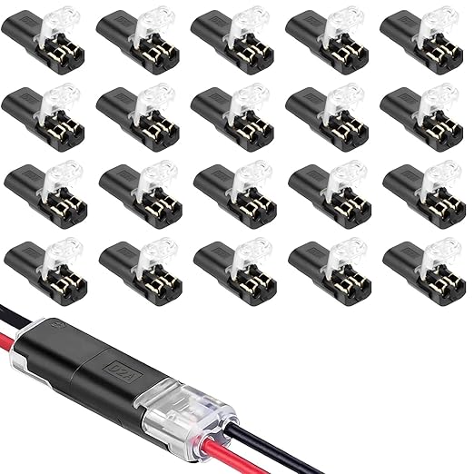 Double Wire Plug in Connector, 20 Pack, 16-18 AWG, 2-Pin Lock Strip Connector by Unknown