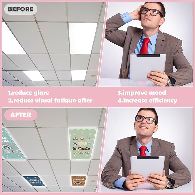 8Pcs Spanish Classroom Fluorescent Light Covers, 4 x 2 Feet Magnetic Light - Image 5