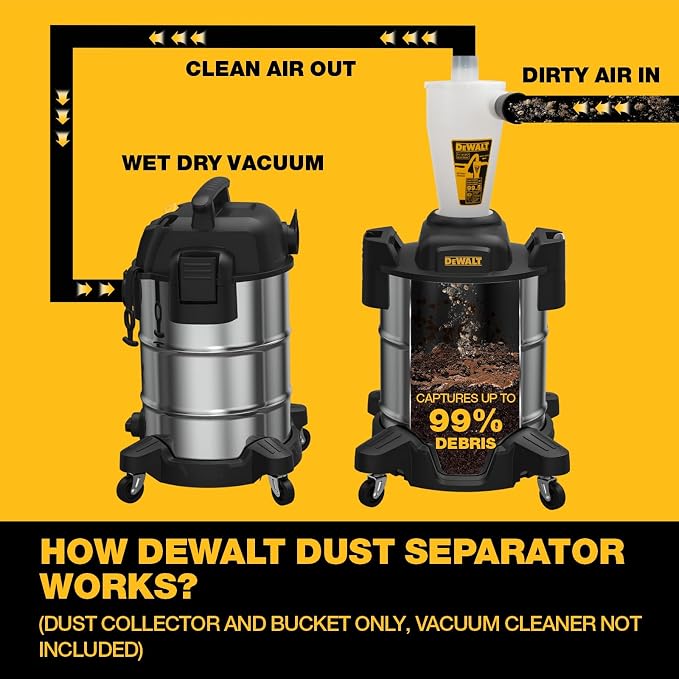 Dewalt Dust Separator with 10 Gal Stainless Steel Tank, 99.5% Efficiency - Image 4
