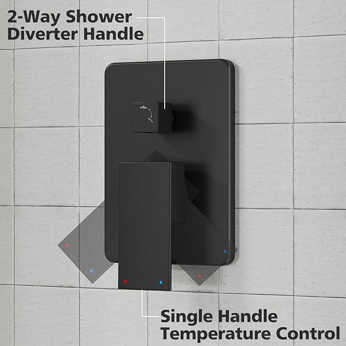Gabrylly Black Shower System, High-Pressure 10" Stainless Steel Rain Showerhead with handheld Spray Combo, Rainfall Shower Faucet Set Complete, 2 Way Valve Included, Matte Black