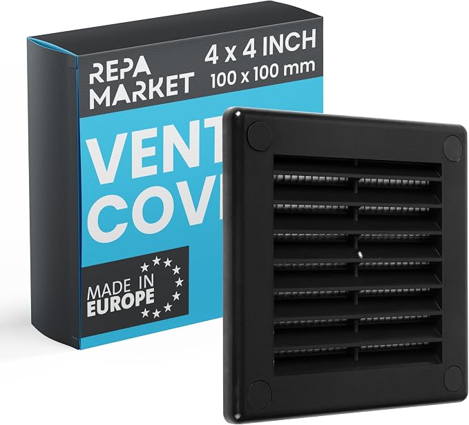 Repa Market 4 x 4 Inch Black Square Air Vent Cover by RepaMarket