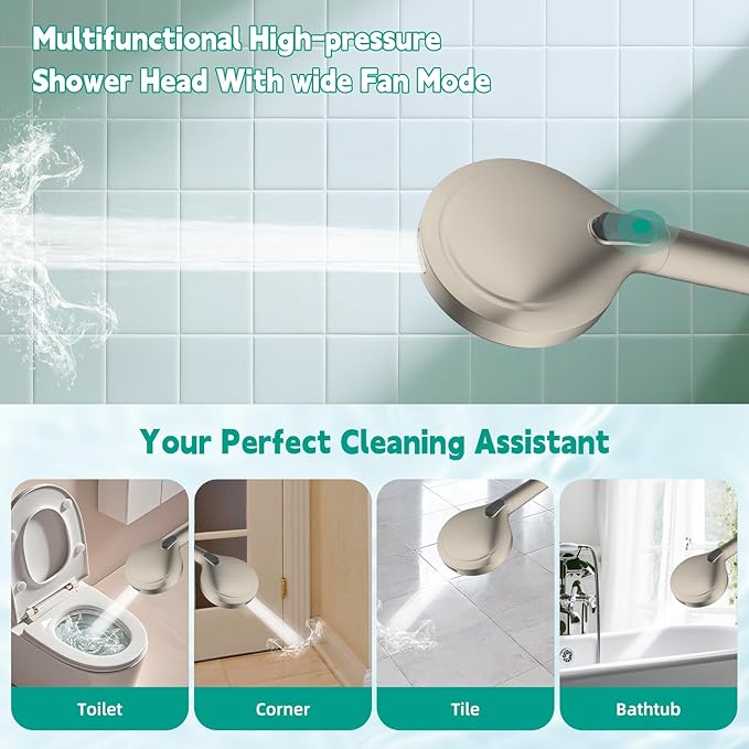 Hibbent Filtered Shower Head with Handheld, High Pressure 10 Spray Showerhead with Filters, Water Softener for Hard Water-Remove Chlorine, Reduces Dry Itchy Skin, Improve Skin& Hair, Brushed Nickel