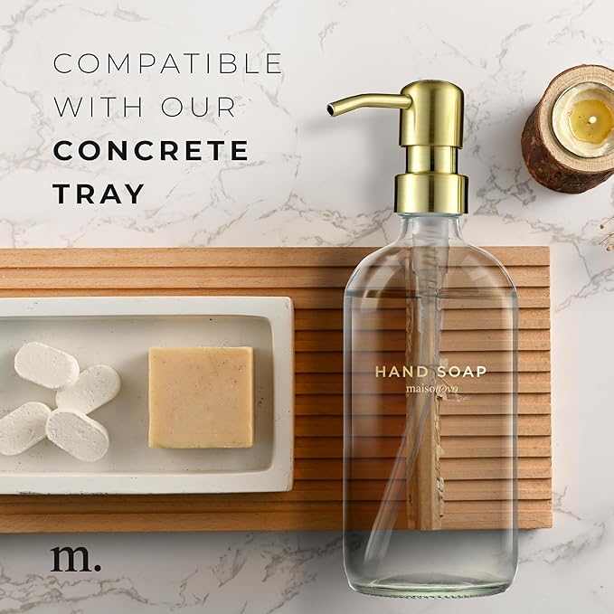 MaisoNovo Soap Dispenser 1-Piece Set | 16.9oz Clear Bottles with Gold Stainless Steel Pump