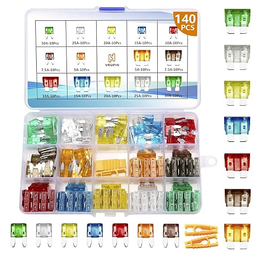 Vrupin 140Pcs -Car Fuses Assortment Kit, Car Fuse Kit, Blade-Type Automotive by Vrupin