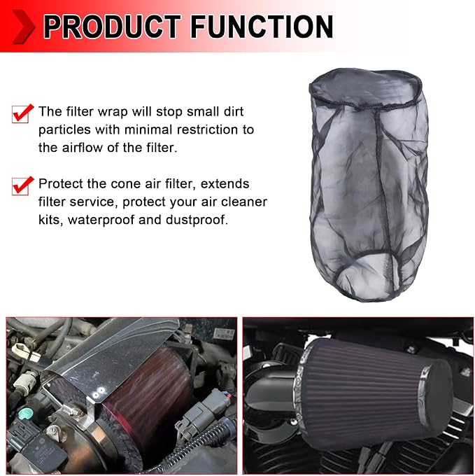 Universal 9 Inch Air Filter Cover, Air Intake Filter Sock Cover, Motorcycle - Image 3