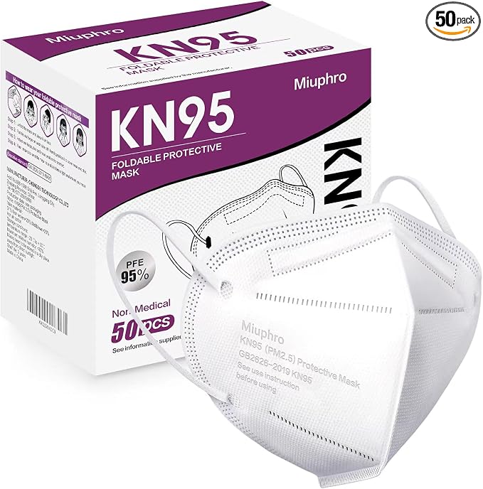 Miuphro KN95 Face Mask 50 Pack, Disposable Respirator Masks, 5 Layer Design by Miuphro