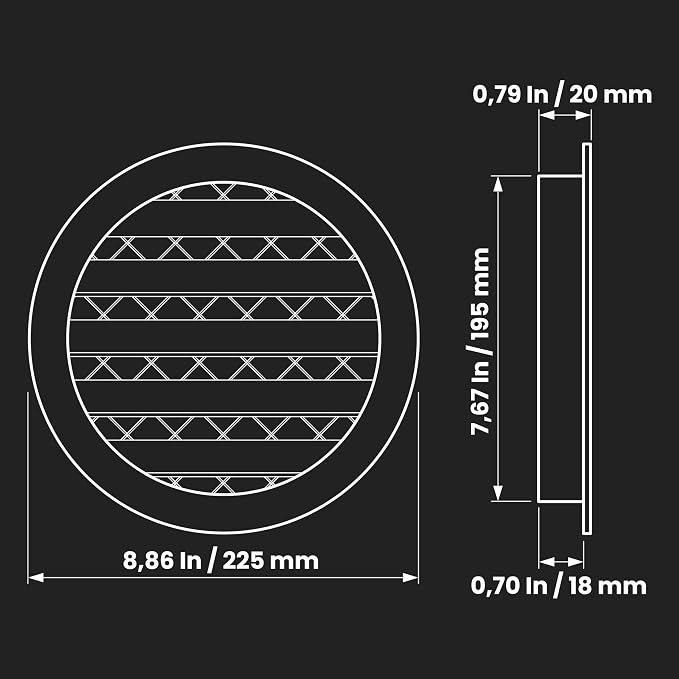 Repa Market 8" Gray Vent Cover - Image 2