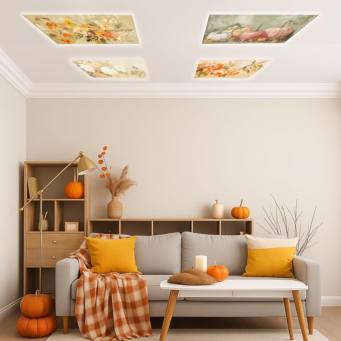 Glooglitter 4 Pcs Fall Fluorescent Light Covers 4 x 2 ft Pumpkin Magnetic - Image 4