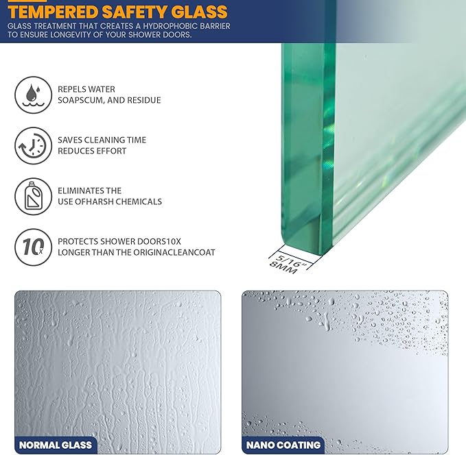 Glass Shower Panel, 30" W x 78" H Semi-Framed Fixed Shower Panel in Silver with 5/16"(8mm) Clear Tempered Glass Door, Simple Shower Door Panel for Bathroom