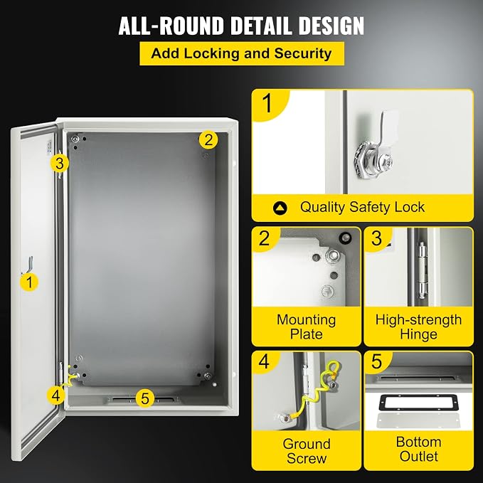 VEVOR NEMA Steel Enclosure, IP66 Waterproof & Dustproof, Outdoor/Indoor - Image 5