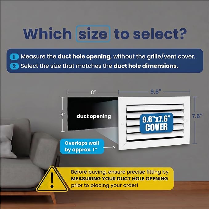 6x8 Aluminum HVAC Vent Cover Wall Ceiling Register 1-Way Air Flow Multi-Shutter - Image 2