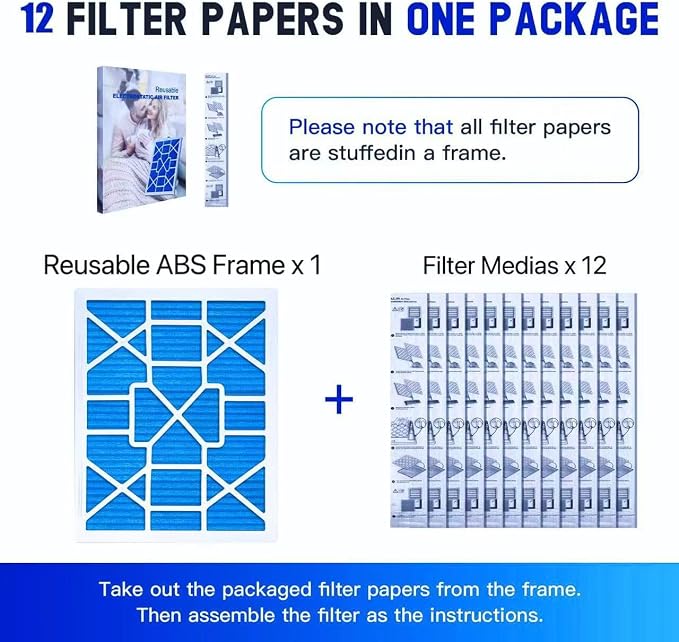 LEKEN 20x20x1 AC Furnace HVAC Filter Reusable Electrostatic Filters MERV 13 - Image 2