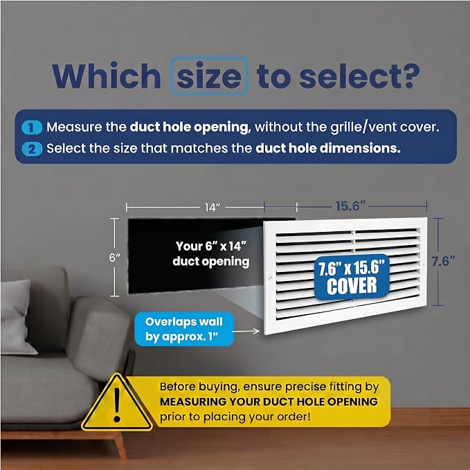 6x14 Aluminum 1-Way Air Vent Cover Wall Ceiling Register Multi-Shutter Damper - Image 2