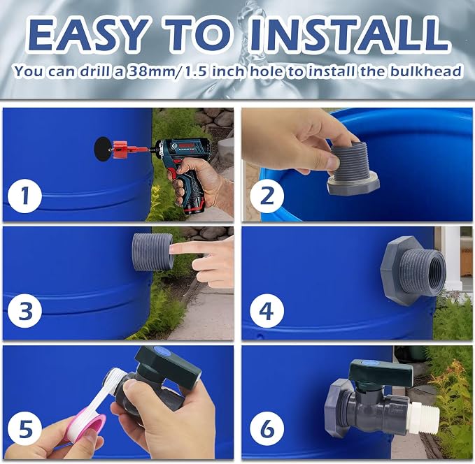 PVC Rain Barrel Diverter Kit Rain Barrel 3/4 Inch Spigot Kit - Image 4