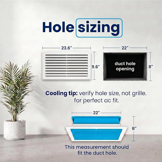 22x8 Inch Aluminum 1-Way Air Flow Vent – HVAC Vent Cover - Image 3