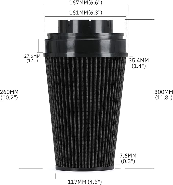 PTNHZ 4" Cold Air Intake Filter w/Heat Shield Kit Compatible - Image 5