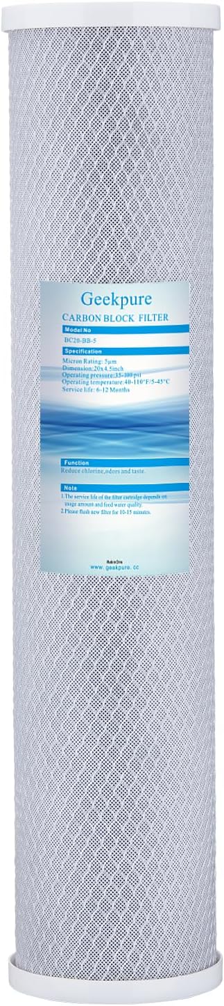Geekpure 20-Inch Universal Compatible Carbon Block Water Filter Cartridge by Geekpure