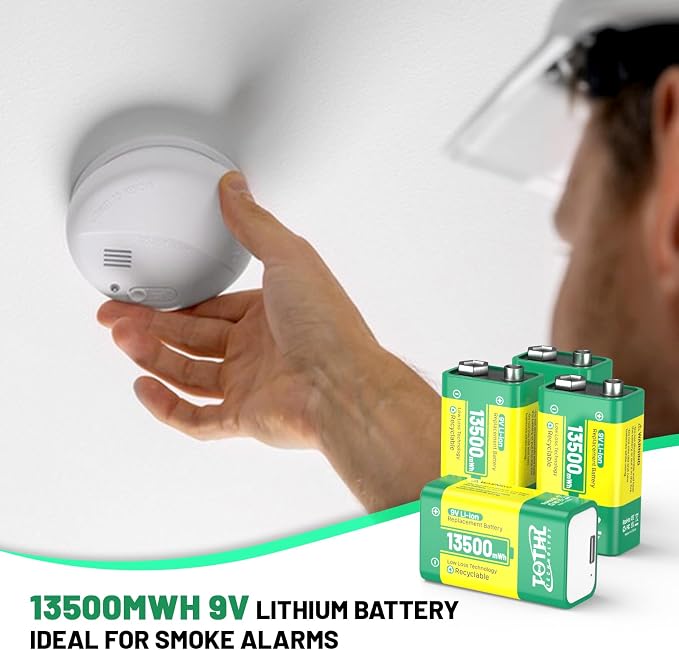 9V Battery for Smoke Detector, USB Rechargeable 9V Lithium Batteries - Image 5